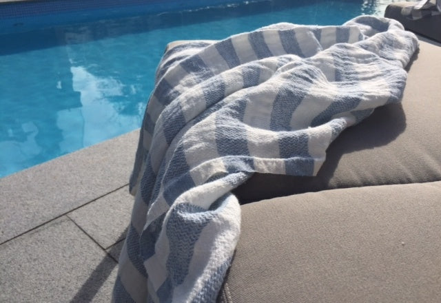 Natural Stripe Linen Bath and Beach Towel