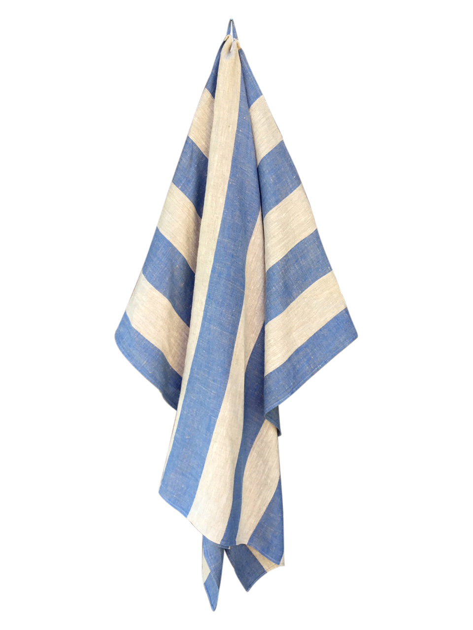 Natural/Blue Linen Towel